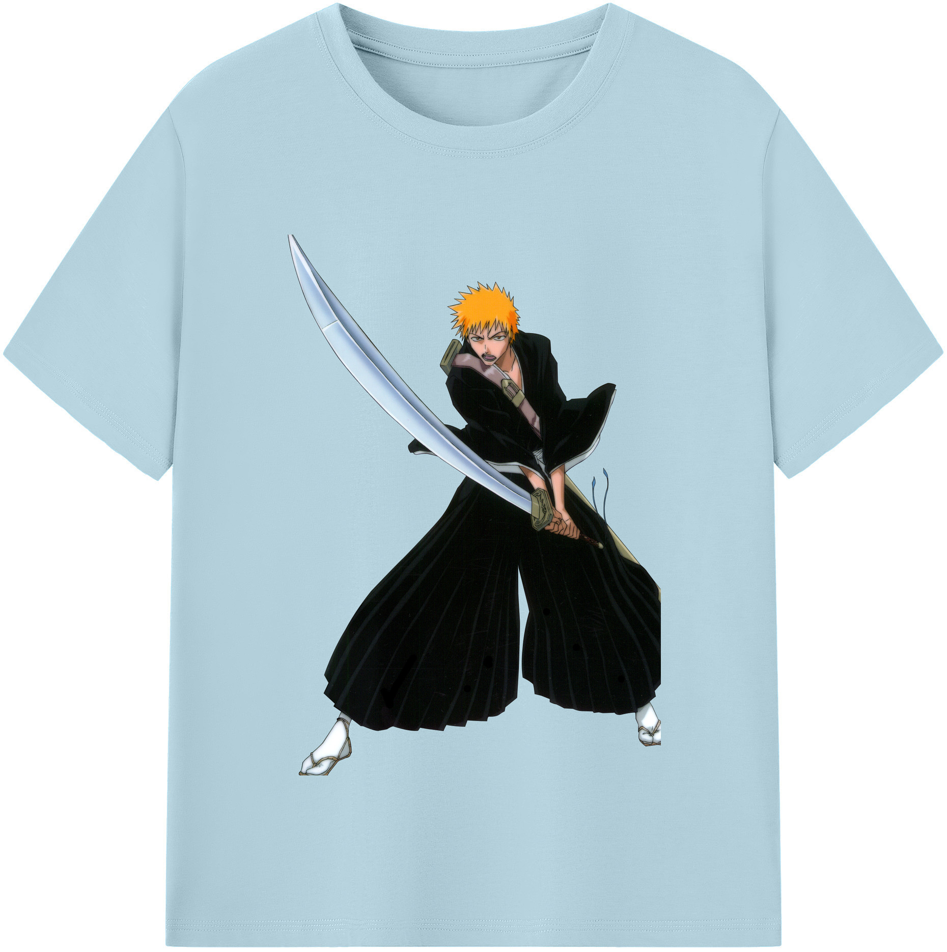 （画像用） ブリーチ 黒崎一護（くろさき いちご）BLEACH Kurosaki Ichigo 綿100％半袖Tシャツ（フロントプリント）
